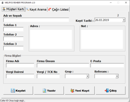 MeliPOS Müşteri CRM | Adres-Telefon Kayıt Yazılımı | Tek Sefer Ödeme | Windows TR - Görsel 4