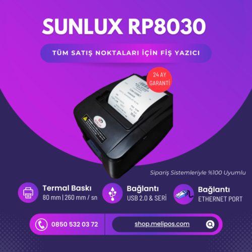 Termal Fiş Yazıcı | Sunlux RP8030 | Seri-Usb-Ethernet - Görsel 2